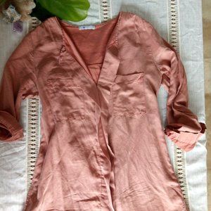 Bluette Dusty pink silk shirt dress xs